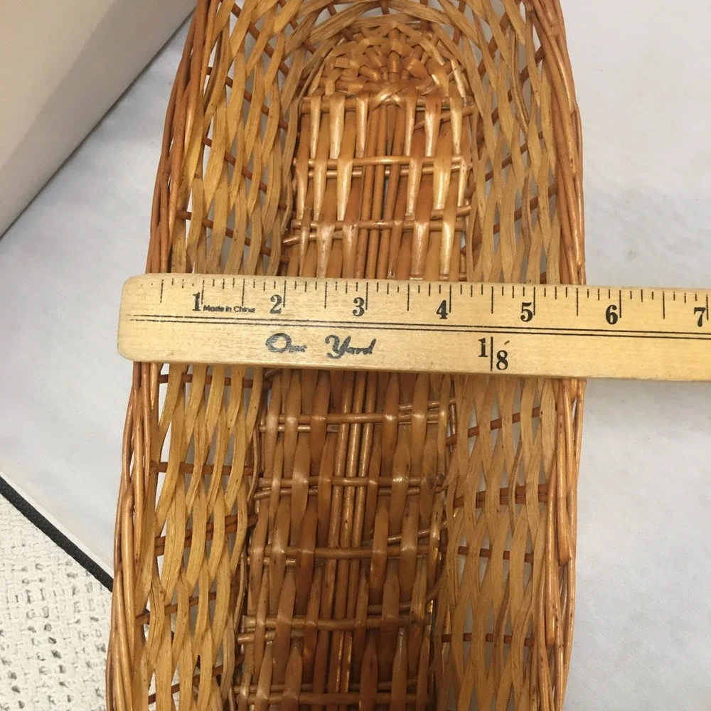 Woven Wicker Bread Basket Home Decor 15 Inch Brown Oval Storage Cottagecore Farm